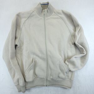 Quicksilver Mens Large Full Zip Fleece Lined Hoodie Sweatshirt Jacket Beige